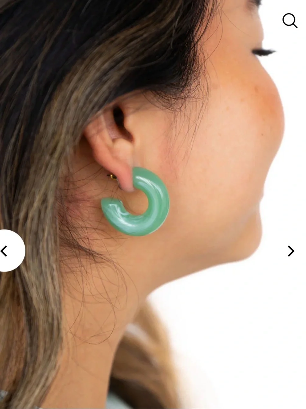 NWT Green Resin Hoop Stud Earrings - Chunky Half-Hoop